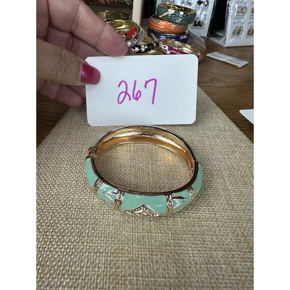 Sequin Nordstrom Multicolor Gold Tone Statement Enamel Bangle Bracelet # 267 - Picture 3 of 3